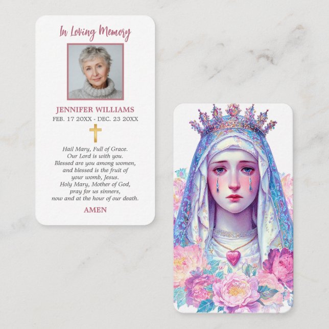 Cartes de prière Je vous salue Marie (Devant / Derrière)