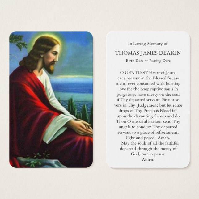 Cartes de prière | Jésus Christ prier (Devant & derrière)