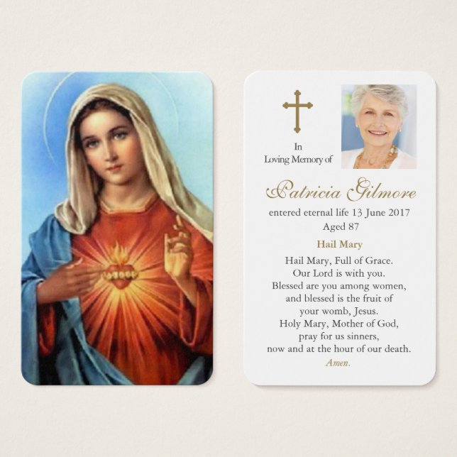 Cartes de prière | Marie Sacred Heart (Devant & derrière)