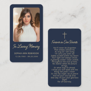 Cartes de prière or bleu simple pour funérailles
