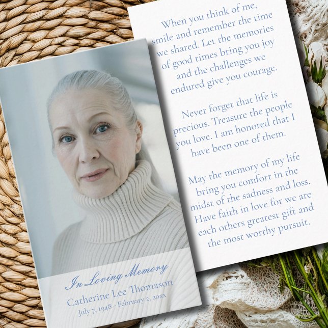 Cartes de prière photo classiques en souvenir (Classic In Loving Memory Photo Prayer Cards
)