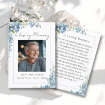 Cartes de prière photo Fleur d'oubli