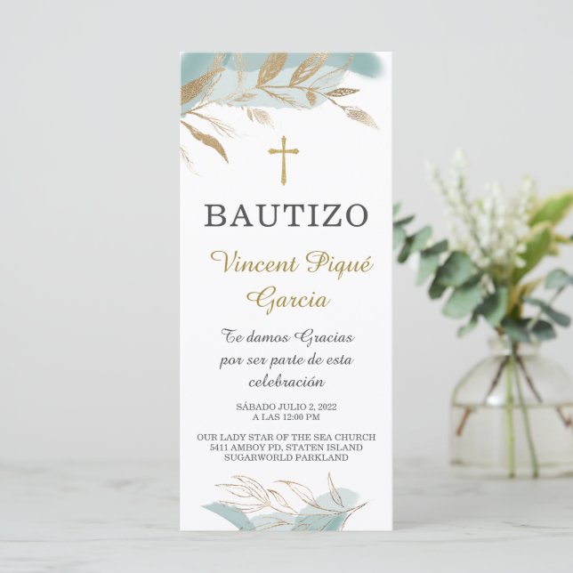 Cartes de prière pour baptême avec des phrases cou (Debout devant)