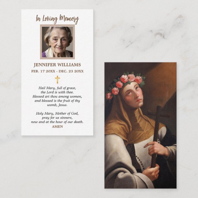 Cartes de prière Sainte Rose de Lima Saints cathol (Devant / Derrière)
