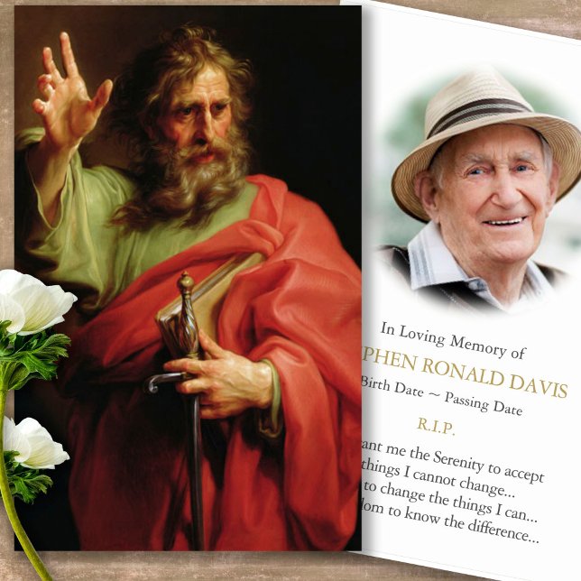 Cartes de prière | St. Paul & Photo (catholic, religious, celebration of life, in loving memory of, prayer cards for bereavement)