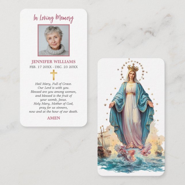 Cartes de prière Stella Maris Notre Dame Étoile de (Devant / Derrière)