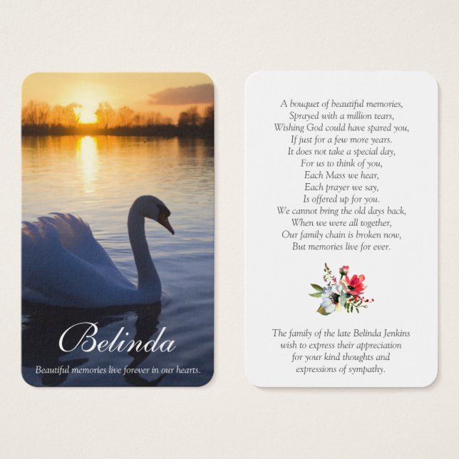 Cartes de prière | Sunset Swan (Devant & derrière)