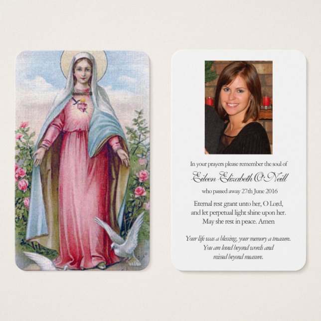 Cartes de prière | Vintage Coeur Marie (Devant & derrière)