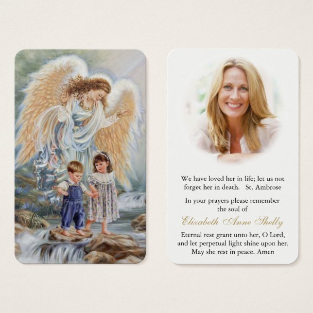 Cartes de prière | Vintage Guardian Angel (Devant & derrière)