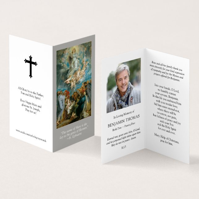 Cartes de prières catholiques | Ascension et couro (Intérieur et extérieur)