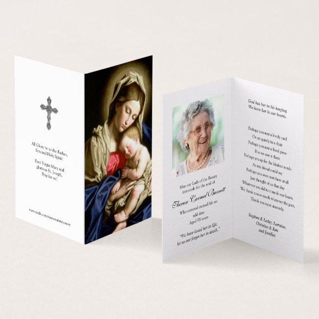 Cartes de prières catholiques | Madonna & Enfant (Inside and Outside)