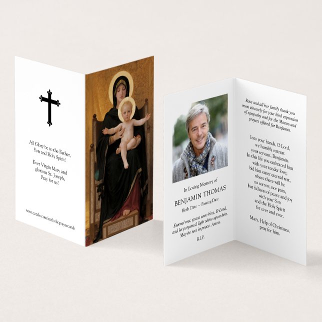 Cartes de prières catholiques | Vierge et enfant (Intérieur et extérieur)