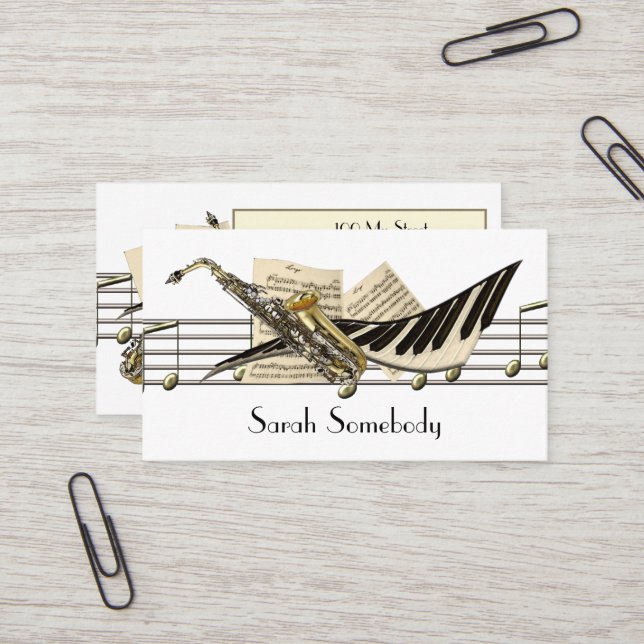 Cartes de profil de conception de musique (Devant/Arrière en situation)