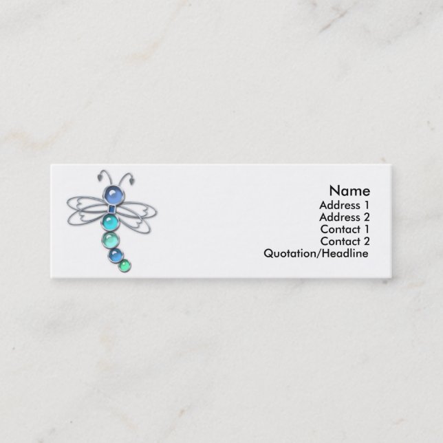 Cartes de profil de libellule en métal et en verre (Devant)