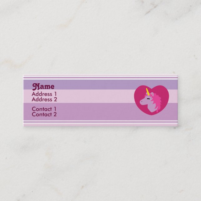Cartes de profil Unicorne rose (Devant)