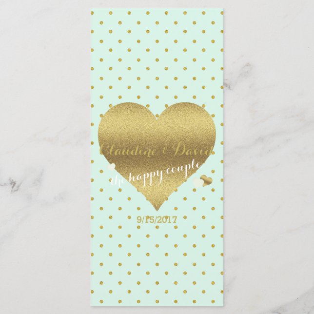 Cartes de programme de la cérémonie de Mariage de  (Devant)