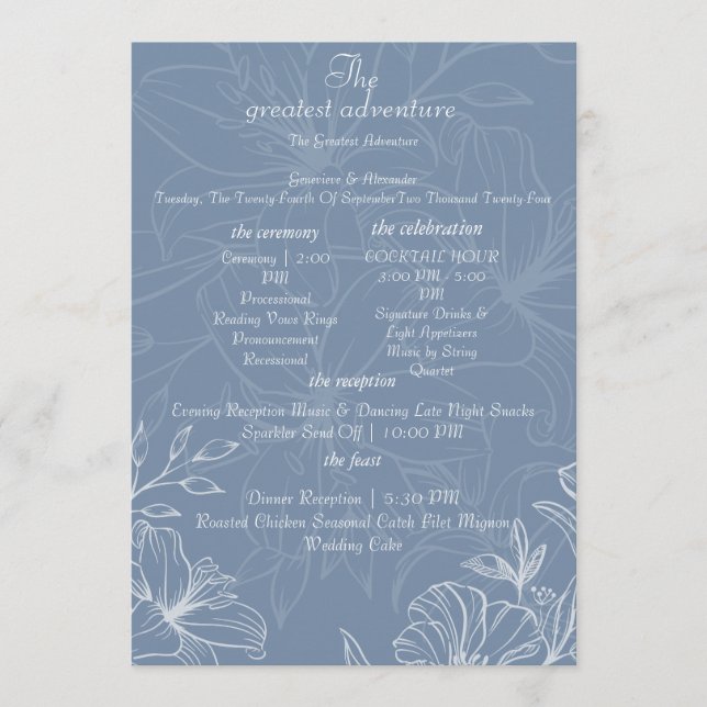 Cartes de Programme de Mariage Fleurie Lys Blanc B (Devant)