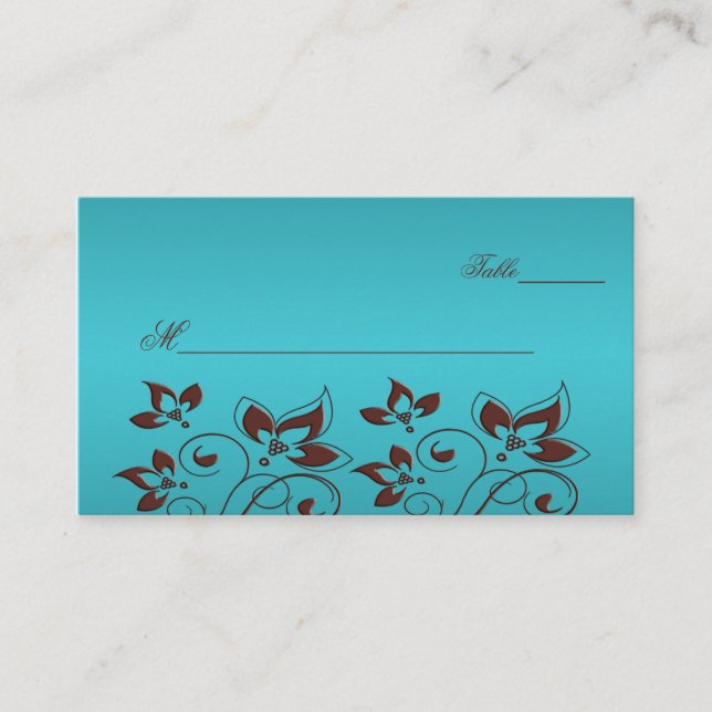 Cartes de puces florales turquoise et Brown (Devant)