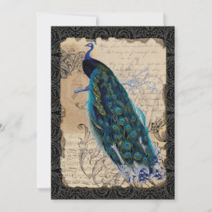 Cartes de rappel 5x7 Ancien Paon Noir Brun Clair