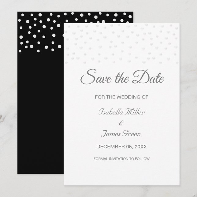Cartes de rappel de mariage noir et blanc avec per (Devant / Derrière)