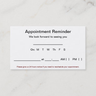 Cartes de rappel de rendez-vous (100 en blanc)