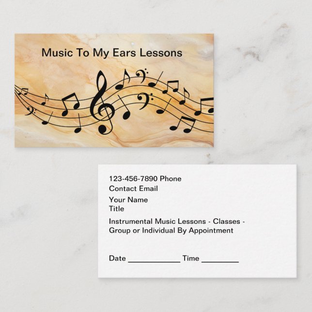 Cartes de rappel de rendez-vous pour cours de musi (Devant / Derrière)