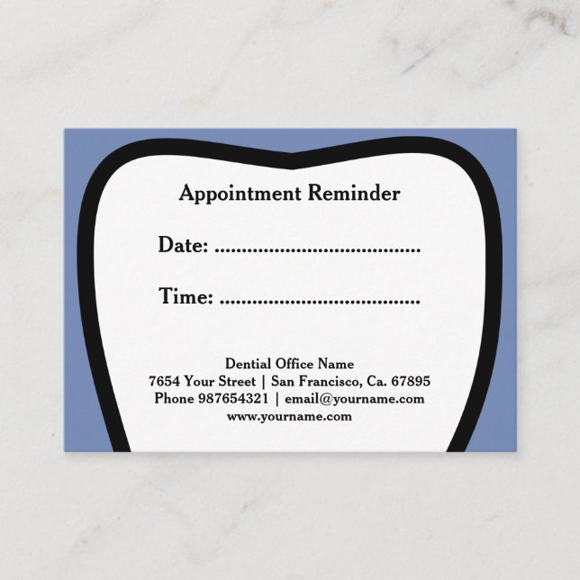 Cartes de rappel de rendez-vous pour dentiste (Devant)