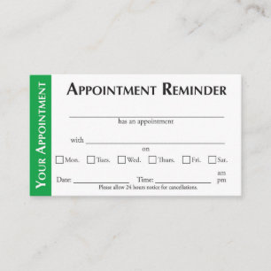 Cartes de rappel de rendez-vous - Vert