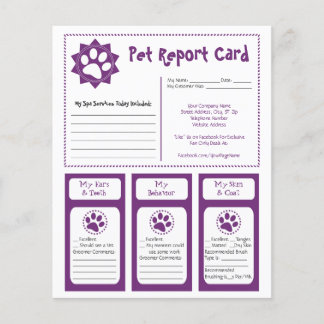 Cartes de rapport pour animaux
