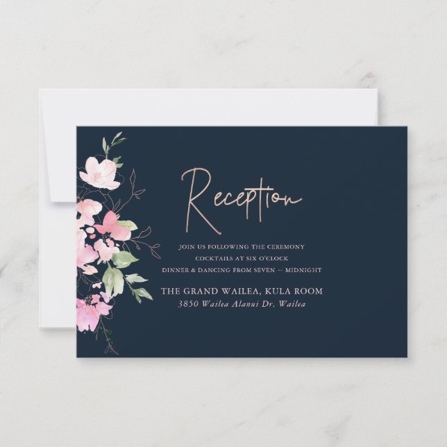 Cartes de réception aquarelle Romance Épanouie (Devant)