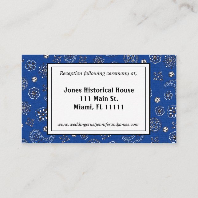 Cartes de réception Bandana Bleue Mariage (Devant)
