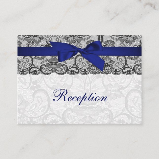 Cartes de réception bleu marine en dentelle et rub (Devant)