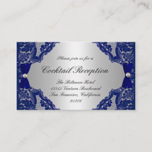 Cartes de réception bleu marine et argent