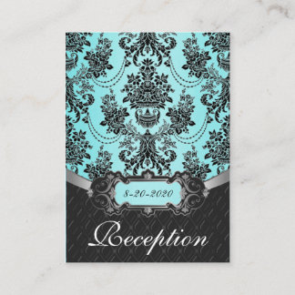 Cartes de réception Blue Black Mariage damassé