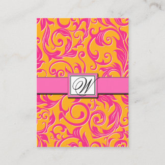 Cartes de réception Damask Orange & Rose Wedding