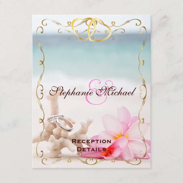 Cartes de réception de bagues de mariage sur la pl (Devant)