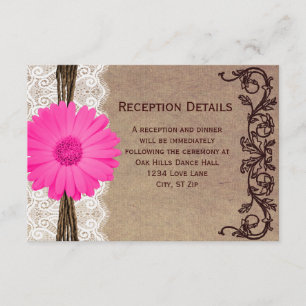 Cartes de réception de mariage à la gerbera rose r