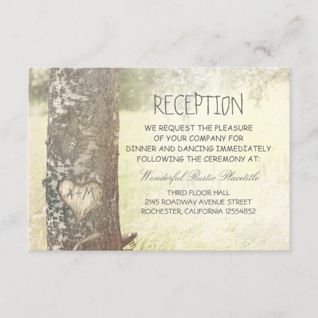 Cartes de réception de mariage à l'arbre d'amour à (Devant)