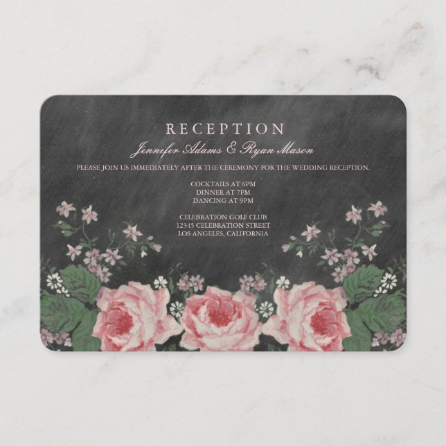 CARTES DE RÉCEPTION DE MARIAGE À TABLEAU NOIR VINT (Devant)