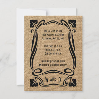 Cartes de réception de mariage Art Déco en toile d