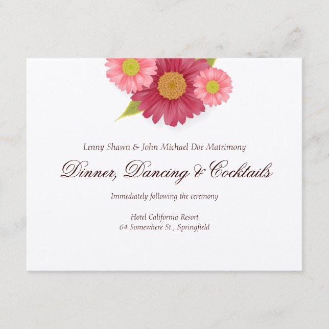 Cartes de réception de mariage aux marguerites de  (Devant)