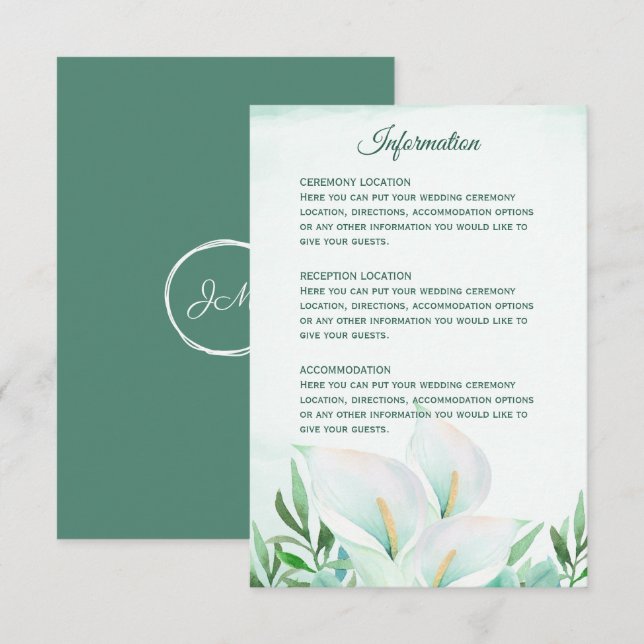 Cartes de réception de mariage avec monogramme au  (Devant / Derrière)