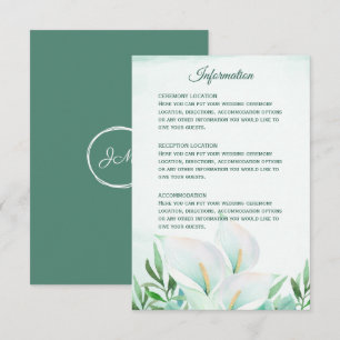 Cartes de réception de mariage avec monogramme au 
