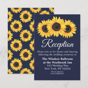 Cartes de réception de mariage avec tournesols cha