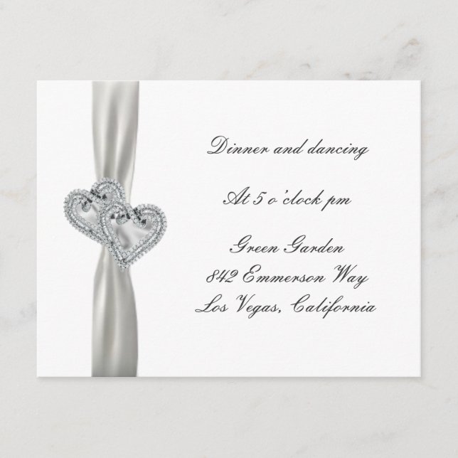Cartes de réception de mariage blanc Hearts (Devant)