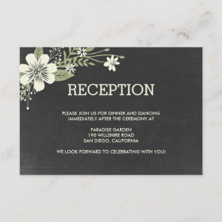 Cartes de réception de mariage Chalkboard Blooms
