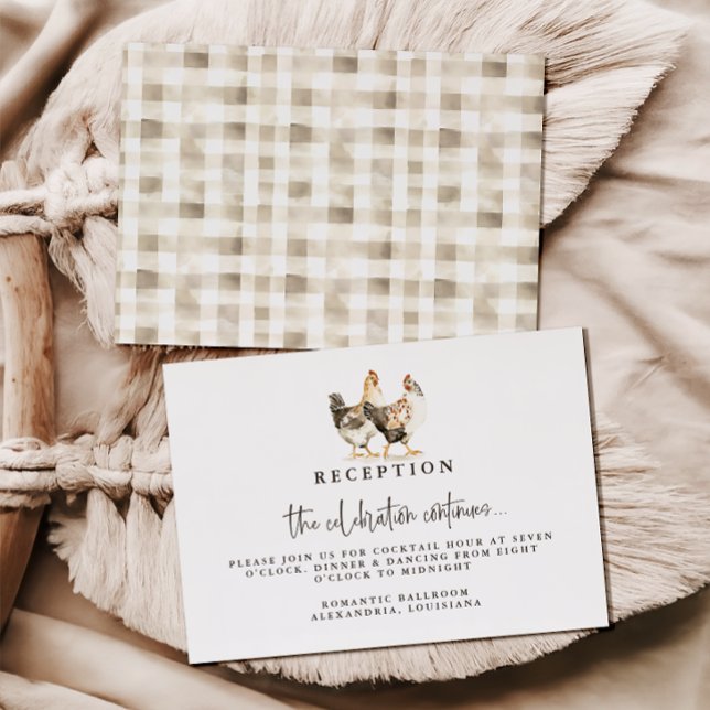Cartes de réception de mariage de poulet de ferme  (Créateur téléchargé)