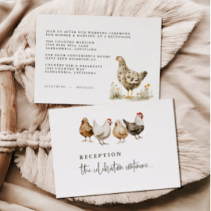 Cartes de réception de mariage de poulet de ferme