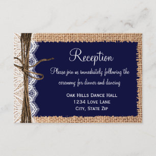 Cartes de réception de mariage en toile de jute et
