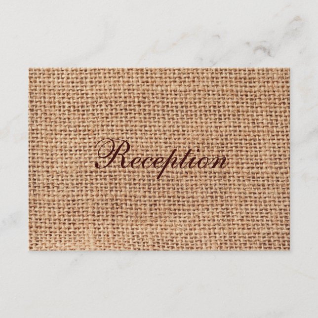 Cartes de réception de mariage en toile de jute ru (Devant)